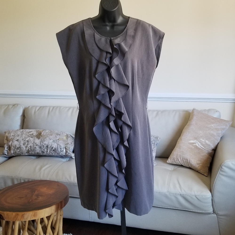 Olivia Matthews Gray Ruffled Dress